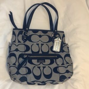 Black/ silver canvas Coach purse